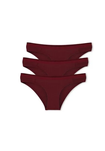 ORGANICATION ORGANICATION KAMILLA | Slip aus Bio-Baumwolle und TENCEL Modal im 3er-Pack, Bordeaux, – Produktbild 1 von 4