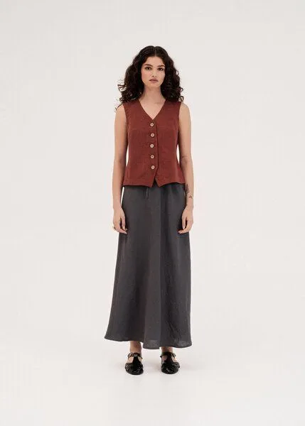 AmourLinen AmourLinen Greta Leinenweste, Terrakotta, – Produktbild 1 von 3