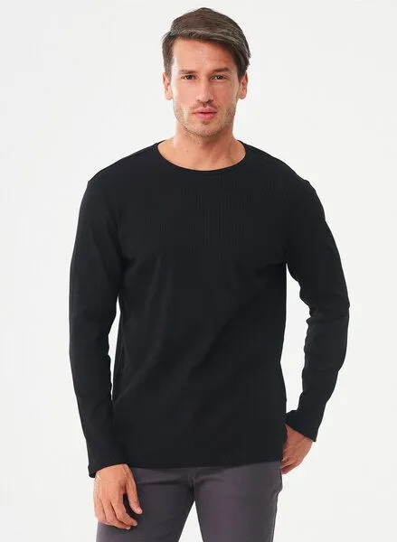 ORGANICATION ORGANICATION Geripptes Langarmshirt aus Bio-Baumwolle, Black, – Produktbild 1 von 4