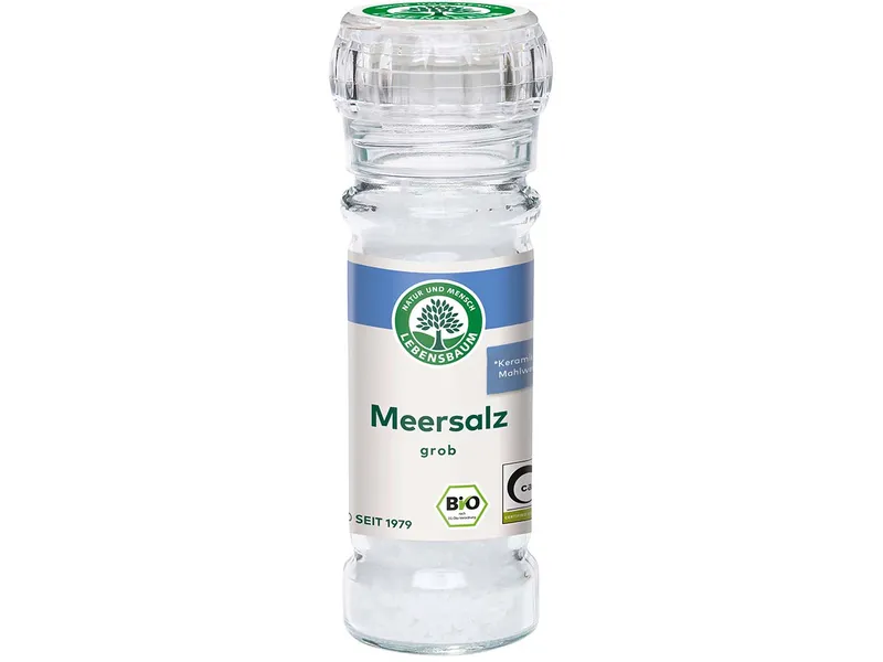 Lebensbaum Lebensbaum Bio-Meersalz, grob in Glasmühle, 100 g – Produktbild 1 von 1