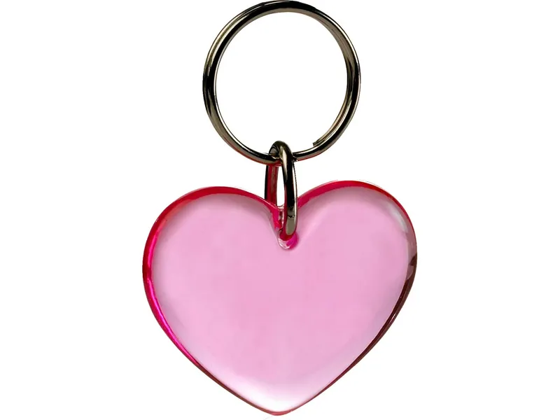 Schlüsselanhänger "Herz" inkl. 1-farbig beidseitigem Aufdruck, Rosa transparent, – Produktbild 1 von 1