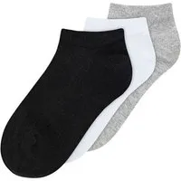MELA MELA Sneaker Socken 3er-Pack aus Biobaumwoll-Mix, Schwarz-weiß-grau, – Produktbild 1 von 1