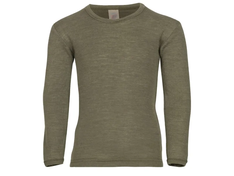 Engel natur Engel Natur Kinder Langarmshirt Unterhemd Wolle Seide olive Gr. 92, Grün, – Produktbild 1 von 2