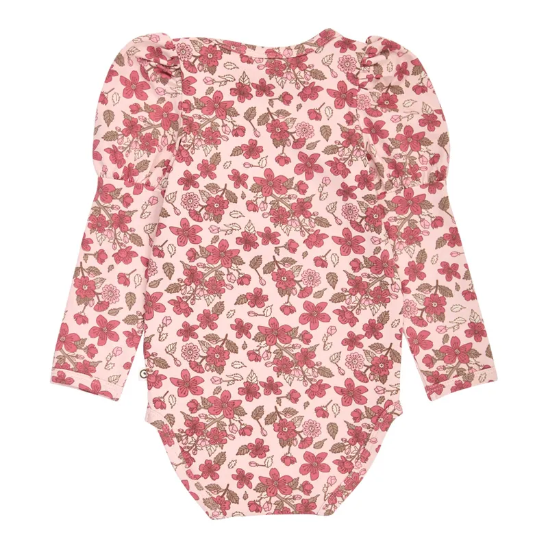 müsli Müsli Body langarm mit Puffärmel Blumen, Rosa | mehrfarbig, – Produktbild 1 von 1