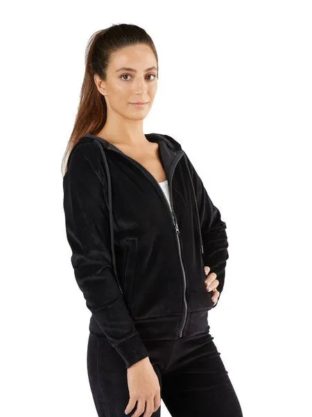 Leela Cotton Leela Cotton Damen Nicky Kapuzenjacke Bio-Baumwolle Jacke Hoodie1271, Schwarz, – Produktbild 3 von 4