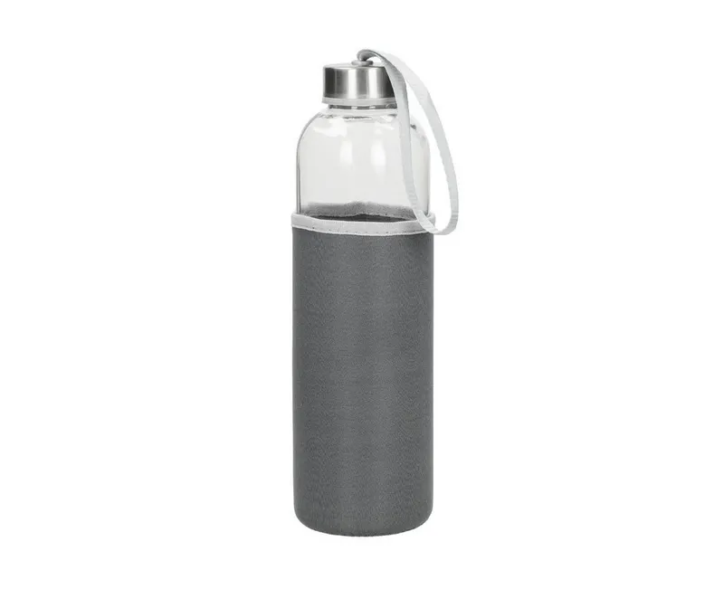 elasto elasto Glasflasche mit Trageschlaufe "Pure", Grau, – Produktbild 1 von 8