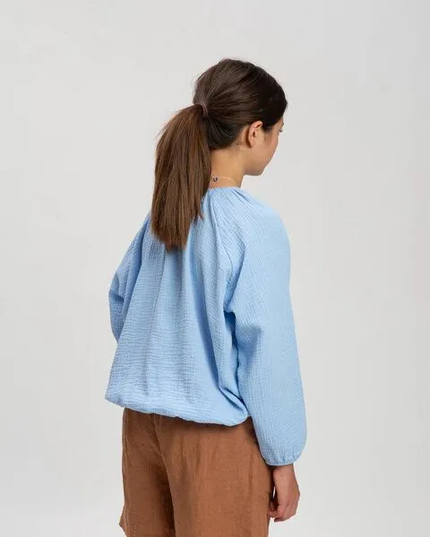 MATONA Matona Luftige Musselin Bluse für Kinder / Balloon Blouse, Powder blue, – Produktbild 2 von 4