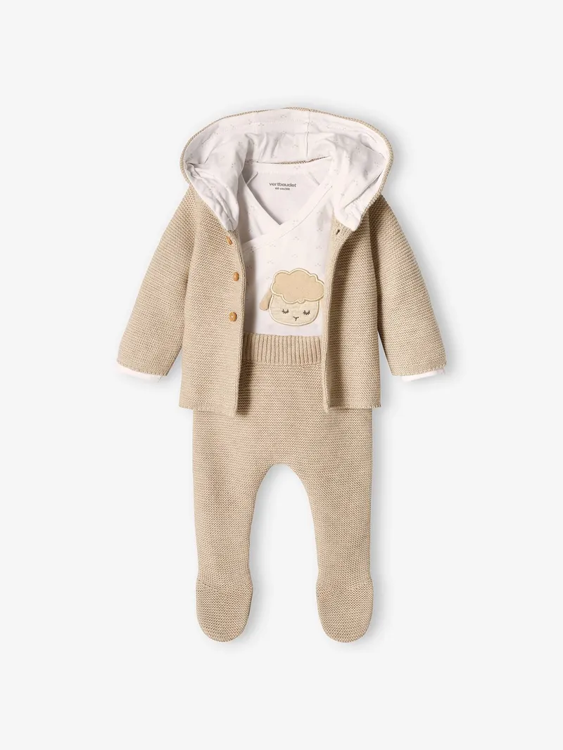Vertbaudet Vertbaudet Neugeborenen-Set, Beige meliert, – Produktbild 4 von 4