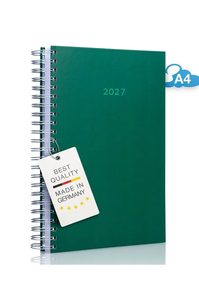 edition cumulus Terminkalender edition cumulus Der GROSSE DICKE Tageskalender 2027 DIN A4 1Tag=1Seite, 1 Tag pro Seite, DIN A4, FSC-Papier, Notizbereich, Grün, – Produktbild 6 von 7