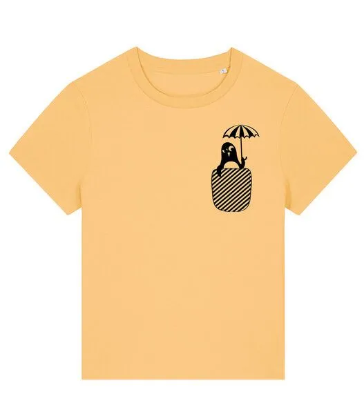 päfjes päfjes Pinguin Paul mit Schirm - Fair Bio Vegan - Frauen T-Shirt, Gelb, – Produktbild 1 von 4