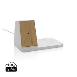 XD Xclusive Ontario 15W 3-in-1 Charger aus RCS rec. Kunststoff & Bambus, weiß – Produktbild 1 von 1