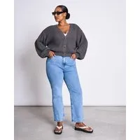 JAN N JUNE JAN N JUNE V-Ausschnitt Strickjacke LENA aus Baumwolle GOTS, Dark grey (grau), – Produktbild 1 von 1