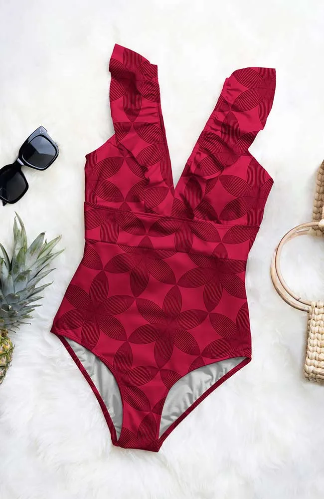 Averie Averie Damen vegan Badeanzug Brinley Retro Rot, Dunkelrot, – Produktbild 2 von 2