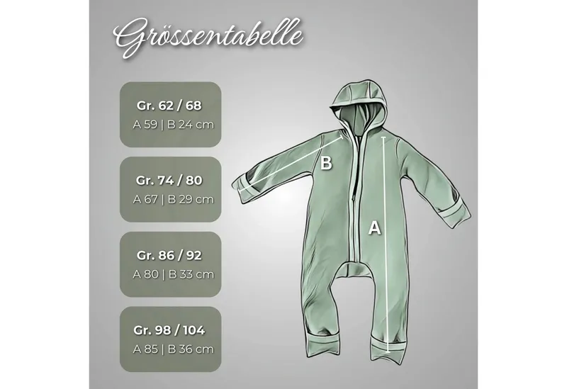 Alavya Home® Overall Alavya Home Walkoverall Bio-Schurwolle - Pastel Khaki - 62/68 Wollfleece mit Reißverschluss, Walk Woll-Anzug für Kleinkind und Baby, Grün, – Produktbild 1 von 4