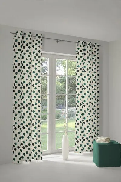 Nature by Adam Nature by Adam Vorhang aus Leinen & Bio-Baumwolle - Made in Germany - Dots, Grün, – Produktbild 8 von 8