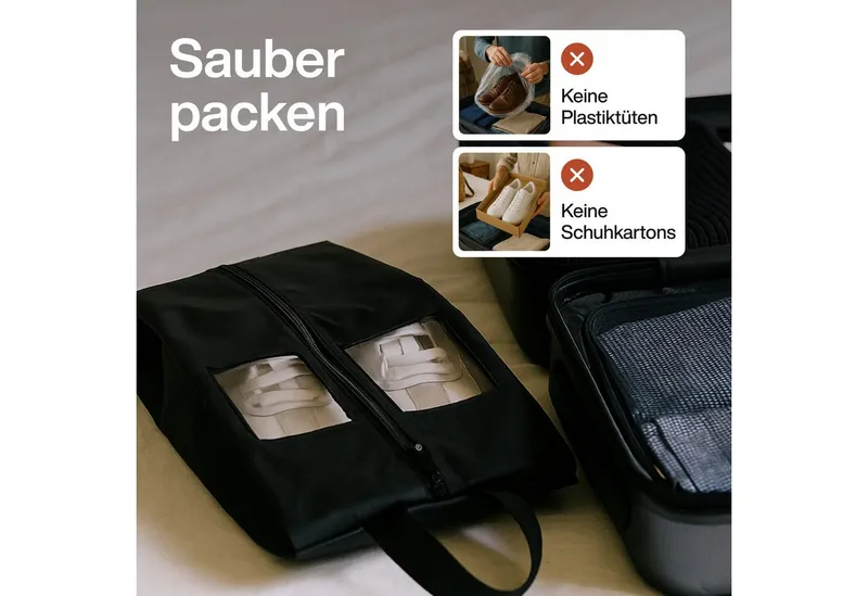 TRAVEL DUDE TRAVEL DUDE Wasserfeste Schuhtasche 2er Set, Schwarz, – Produktbild 1 von 8