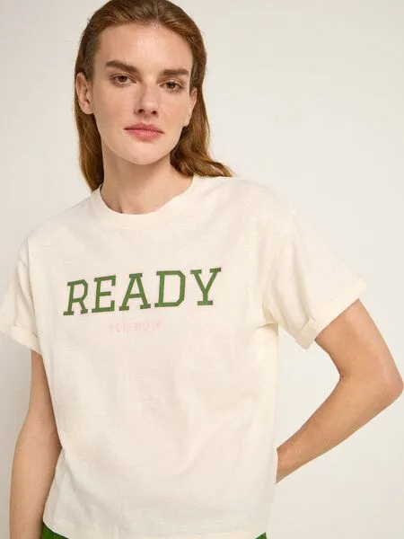 LANIUS LANIUS Statementshirt "READY" (OCS) aus Hanf und Bio-Baumwolle, Natural, – Produktbild 3 von 4