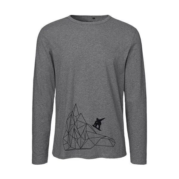 HANDGEDRUCKT HANDGEDRUCKT "Origamipiste" Männer Longsleeve, Grau, – Produktbild 2 von 2