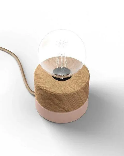 ALMUT von Wildheim ALMUT von Wildheim Tischlampe Eichenholz, Zartrosa, – Produktbild 1 von 3