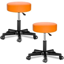 Casaria® Rollhocker Kunstleder 2er-Set Orange 360° drehbar – Produktbild 1 von 1