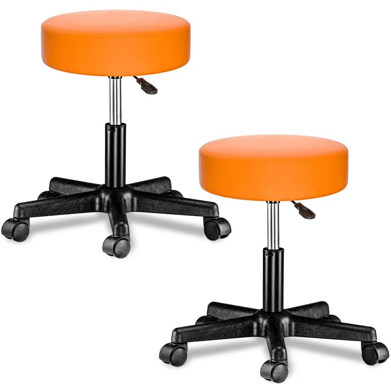 Casaria® Rollhocker Kunstleder 2er-Set Orange 360° drehbar, Orange, – Produktbild 1 von 2
