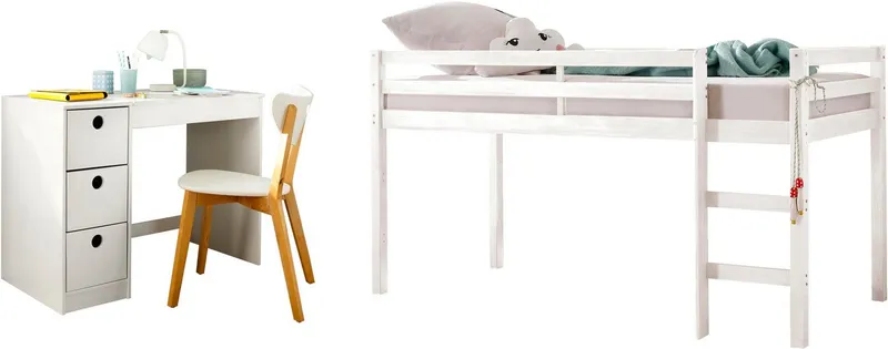 OTTO home Hochbett Alpi aus schönem massivem Kiefernholz, Außenmaßenbreite 103 cm, Weiß, – Produktbild 4 von 5