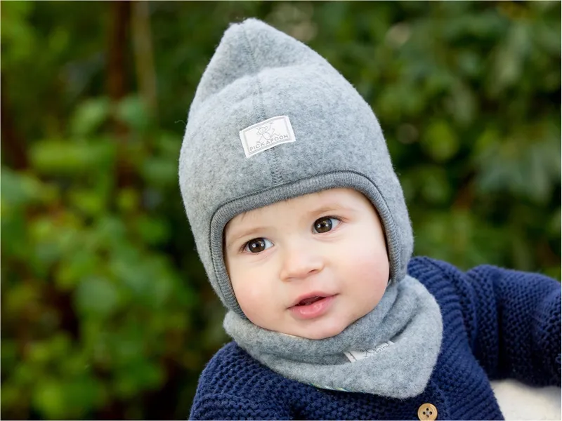 Pickapooh Pickapooh Baby und Kinder Mütze zum Wenden Bio-Schurwolle grau Gr. 52, Grau, – Produktbild 2 von 2