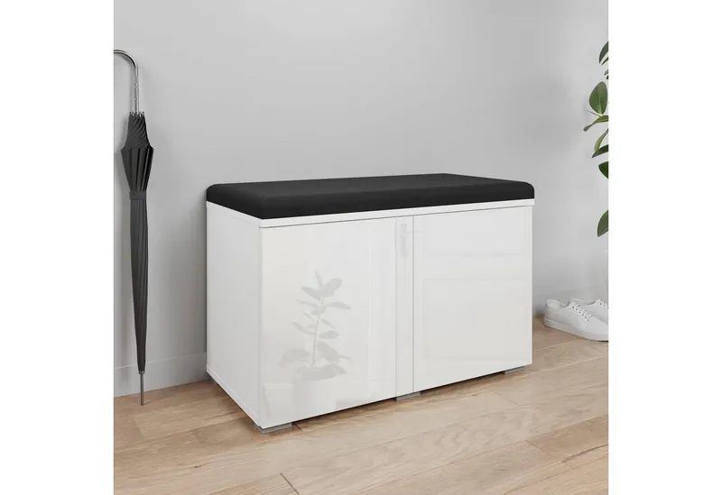 OTTO home Sitzbank Paris (inkl. Sitzkissen), moderne Truhenbank B/T/H 70x35x45, Flurbank mit Sitz aus Kunstleder, Weiß, – Produktbild 2 von 5