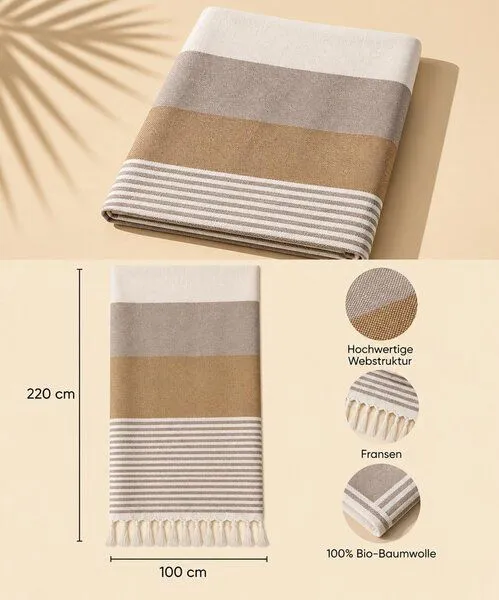 Sandiik Sandiik Strandtuch Multicolor aus Biobaumwolle in 2 Größen, Bunt, – Produktbild 5 von 8