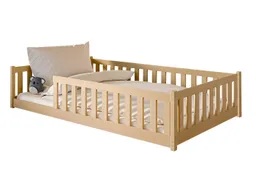 Kids Collective Kinderbett Bodenbett Bett mit Rausfallschutz & Lattenrost Montessori Bett Kinder (Jungen, Mädchen, Kinder, weitere Größen 80x160, 80x180, 90x190, 90x200, 140x200 cm), Jugendbett Gitterbett Einzelbett, Natur Kiefer 120x200 cm – Produktbild 1 von 1