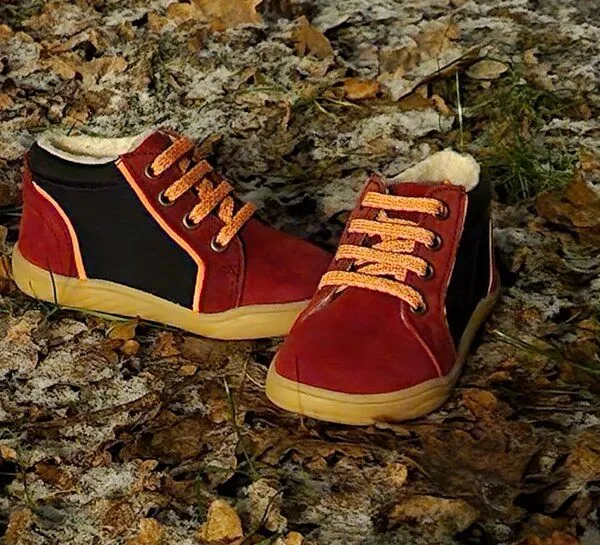 Pololo Pololo Barfuß-Membran-Halbschuh "Mario", gefüttert, zum Schnüren, Rot, – Produktbild 3 von 4