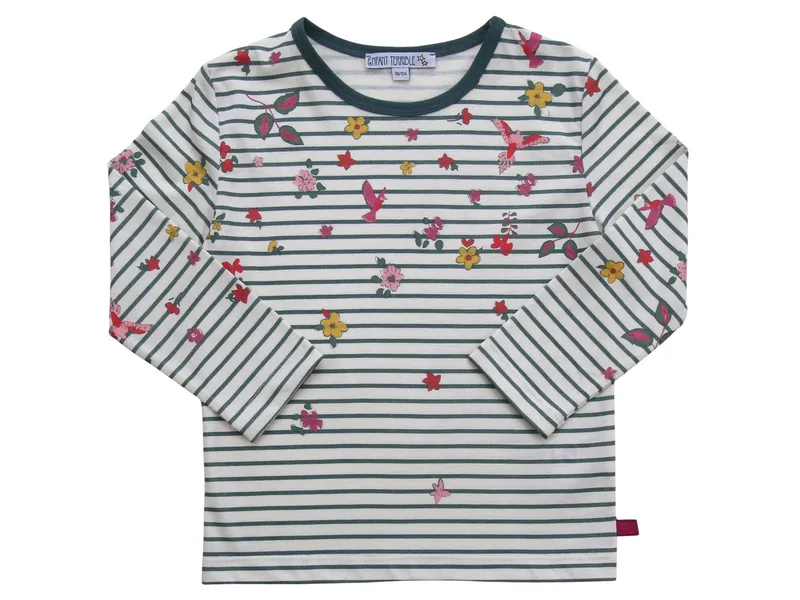 Enfant Terrible Enfant Terrible Langarmshirt Streifen-Blumendruck white-sea green 110/116 – Produktbild 1 von 1