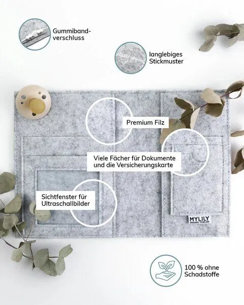 MYLILY MYLILY Muterpasshülle aus Filz, Grau, – Produktbild 3 von 4