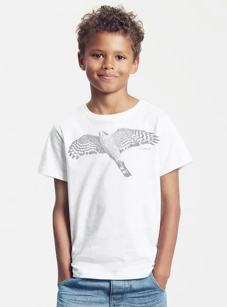 Peaces.bio - handbedruckte Biomode Peaces.bio - handbedruckte Biomode Bio-Kinder T-Shirt Sperber, Weiß, – Produktbild 2 von 3