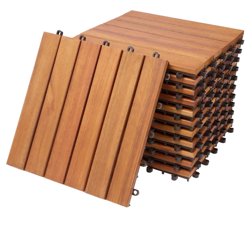 Casaria® Holzfliese Eukalyptusholz 11er-Set 30x30cm, Braun, – Produktbild 2 von 2
