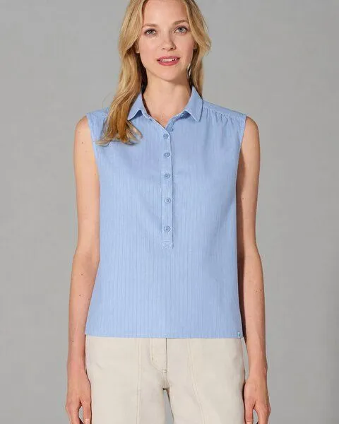 HempAge HempAge Ärmellose Bluse Hanf/Biobaumwolle, Water (blau), – Produktbild 2 von 4
