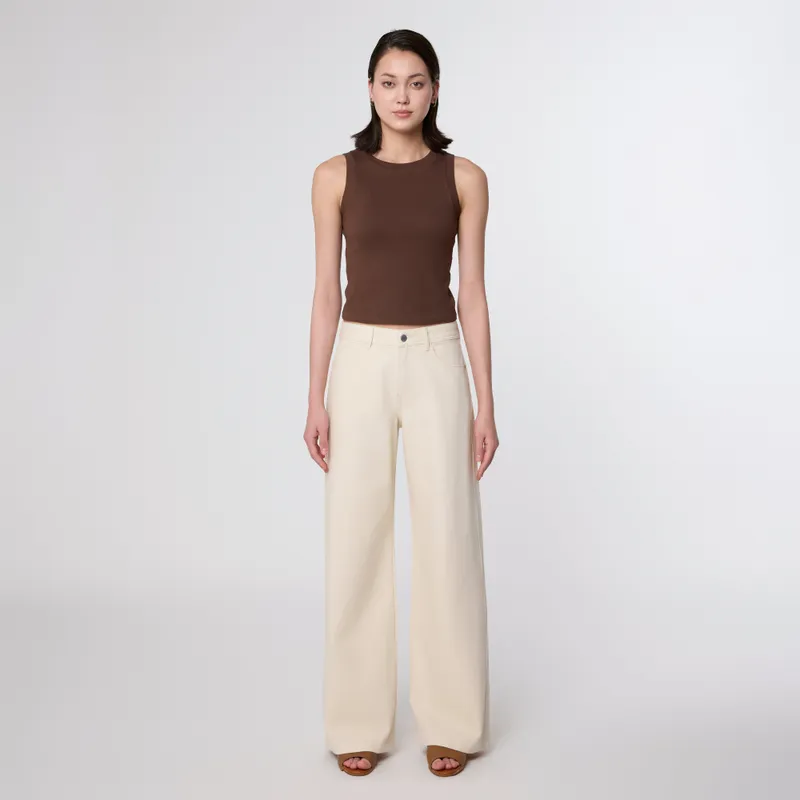 DAWN SUNNY Wide Leg Minimal Stretch - Classic - Ecru - Ecru / 24 / 33 – Produktbild 1 von 1