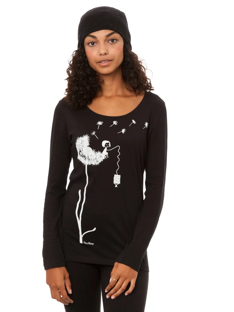 FellHerz Pusteblume Longsleeve black - XL – Produktbild 1 von 1