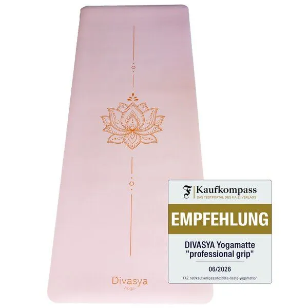 Divasya Divasya Yogamatte Naturkautschuk | rutschfester japanischer Grip | 6 Farben | Gurt & Hülle, Pink pastell, – Produktbild 3 von 4