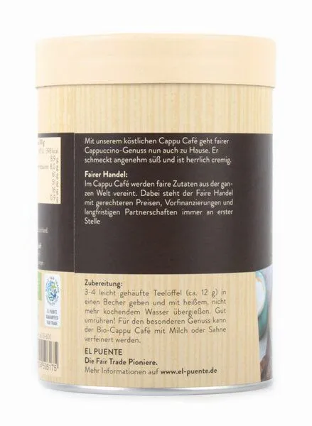 El Puente El Puente Cappu Café - Bio-Instant-Cappuccino Pulver | Fair Trade | Bio-zertifiziert | Glutenfrei, Mehrfarbig, – Produktbild 2 von 2
