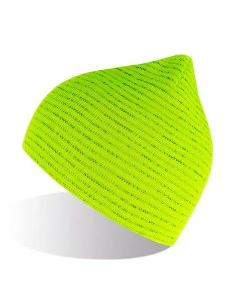 Atlantis Headwear Atlantis Headwear Shine Beanie recyceltes (rPet) Polyester mit Reflexfäden, Fluo gelb, – Produktbild 1 von 2