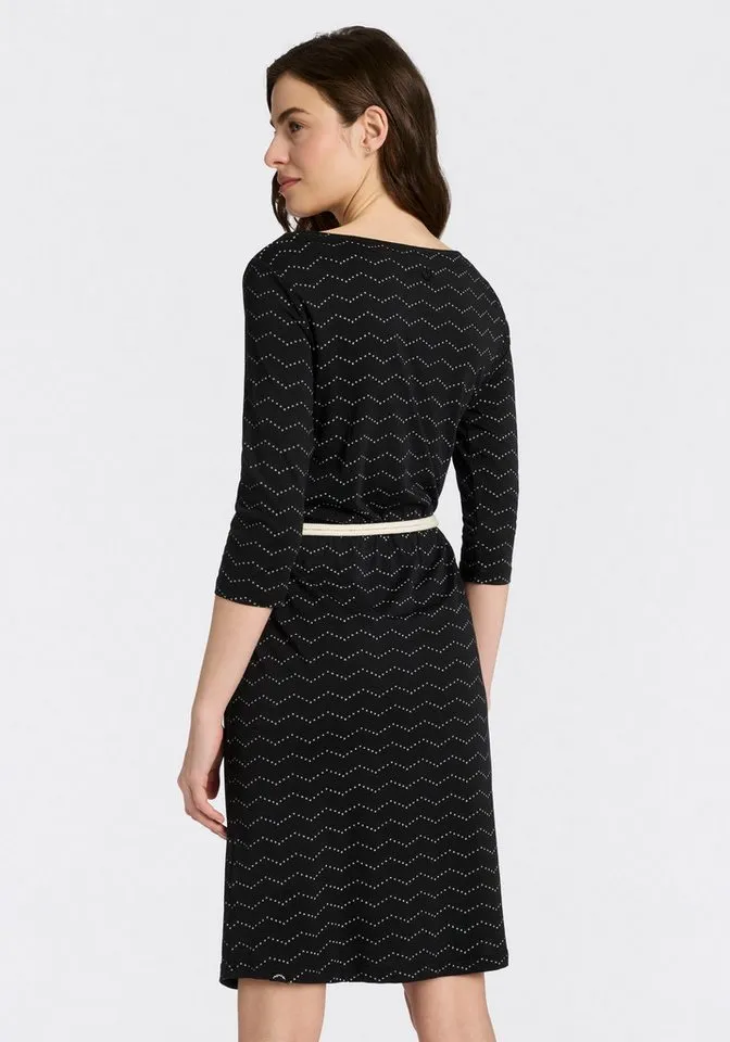 ragwear ragwear Jerseykleid LILITHA ZIG ZAG O mit Taillen-Bindegürtel, Schwarz, – Produktbild 2 von 5