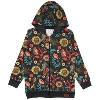 Walkiddy Kinder Sweatjacke GOTS zertifiziert Bio-Baumwolle, Dunkelblau, Blumenmuster, Walkiddy – Produktbild 1 von 1