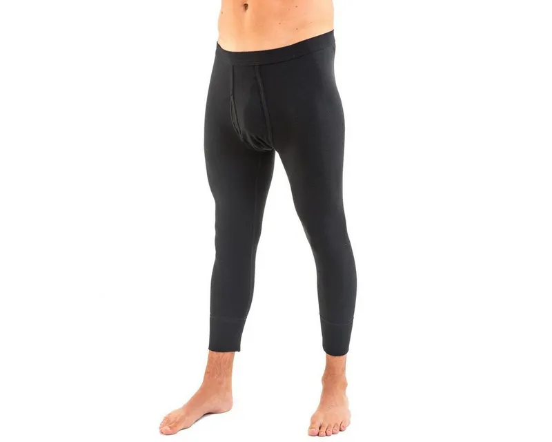 HERMKO Lange Unterhose 3440 mit Eingriff, Bio-Baumwolle, ¾ lang, wadenlang, Weichbund, Schwarz, – Produktbild 2 von 3