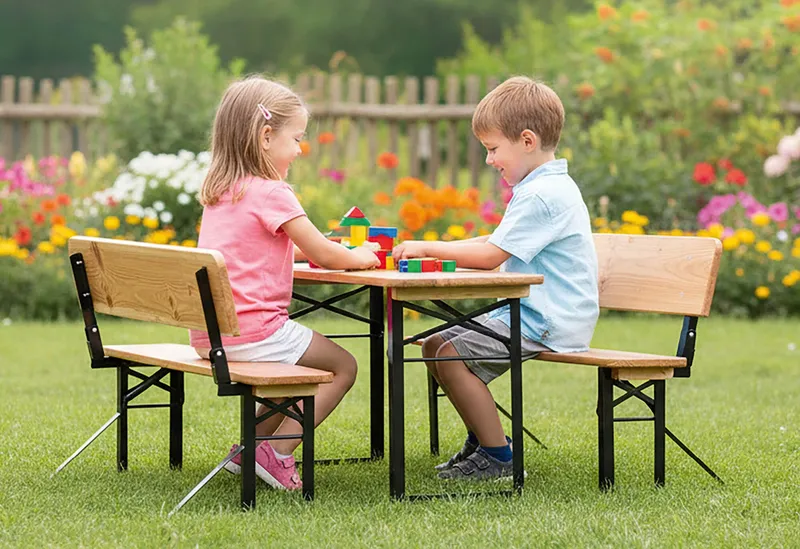 Pinolino Pinolino Kinderfestzeltgarnitur „Sepp mit Lehne“, 3-tlg., Transparent, – Produktbild 2 von 2