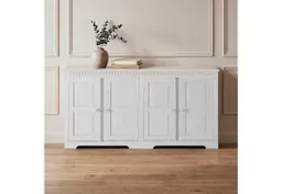 OTTO home Sideboard Lisa Kommode mit dekorativen Fräsungen und verstellbaren Einlegeböden, Kiefernholz mit 4 Türen und 2 verstellbaren Einlegeböden, Knopfgriffe – Produktbild 1 von 1