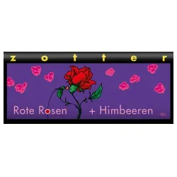 Zotter Milchschokolade mit Rosen-Marzipan & Himbeeren, handgeschöpft – Produktbild 1 von 1