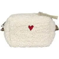Memo Kosmetiktasche 'Polly' M, aus Bio-Baumwolle, mit Herz bestickt, weiß – Produktbild 1 von 1