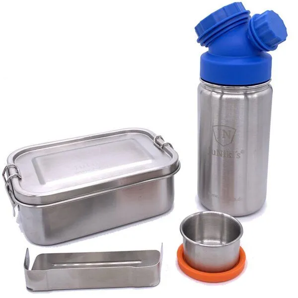 JN JuNiki's JN JuNiki's Einschulungs-Set: JuNiki´s® Lunchbox + Trinkflasche isoliert 8 Farben, Blau, – Produktbild 1 von 3