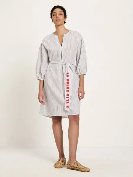 LANIUS LANIUS Kleid (GOTS) aus Bio-Baumwolle, ECOVERO und Leinen, White light blue, – Produktbild 2 von 4